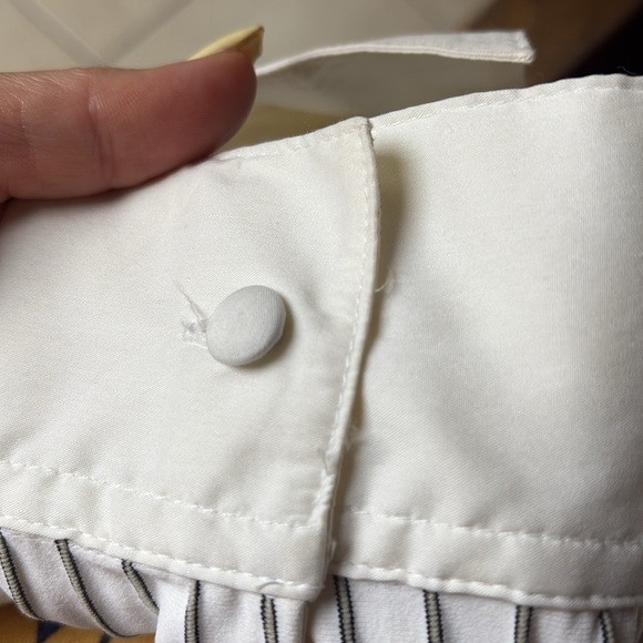 Boston Proper white striped STRETCH 2 way ZIPPED shirt jacket lightweight Med - Picture 13 of 14